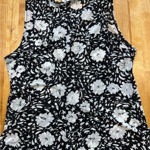 CAbi Black & White Floral Tank Top